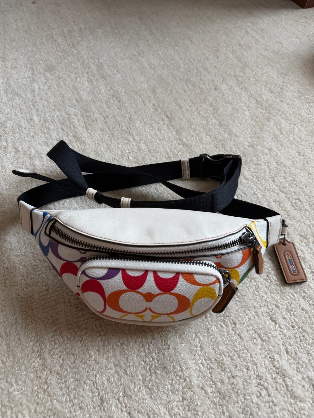 Coach Rainbow Signature Belt Bag Cream